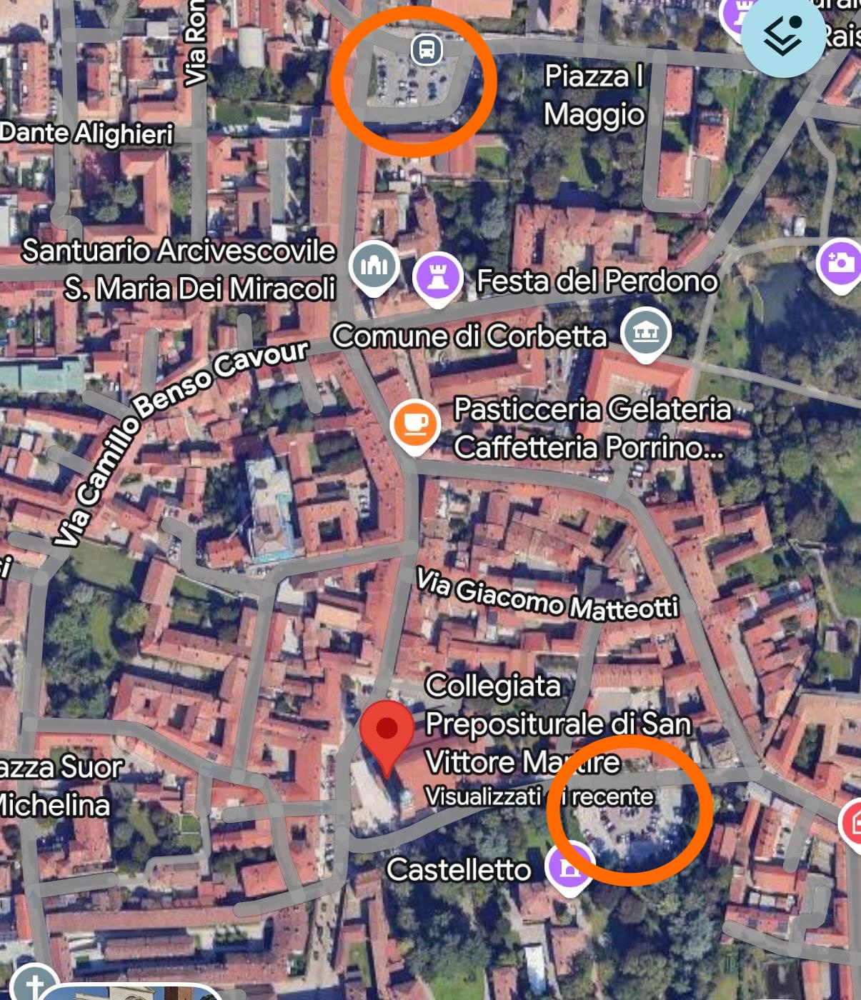 Mappa dei posteggi consigliati